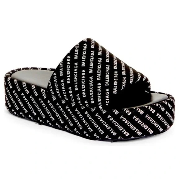BALENCIAGA
WOMENS LOGO SLIP ON PLATFORM SANDALS - Picture 1 of 12